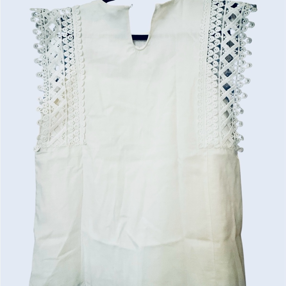 Jade White Lace Accent Blouse